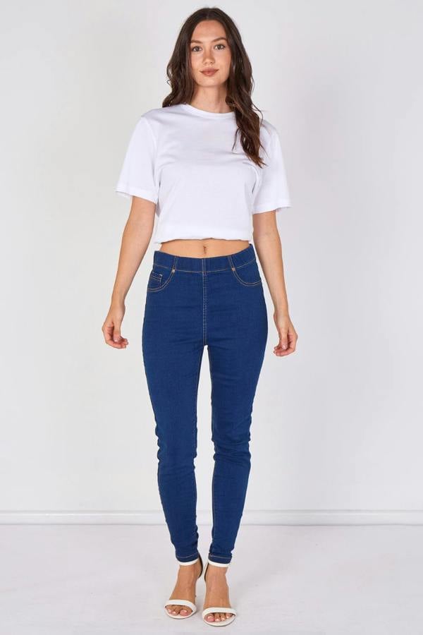 Elaina Fashion Mid Wash Stretch Jeggings