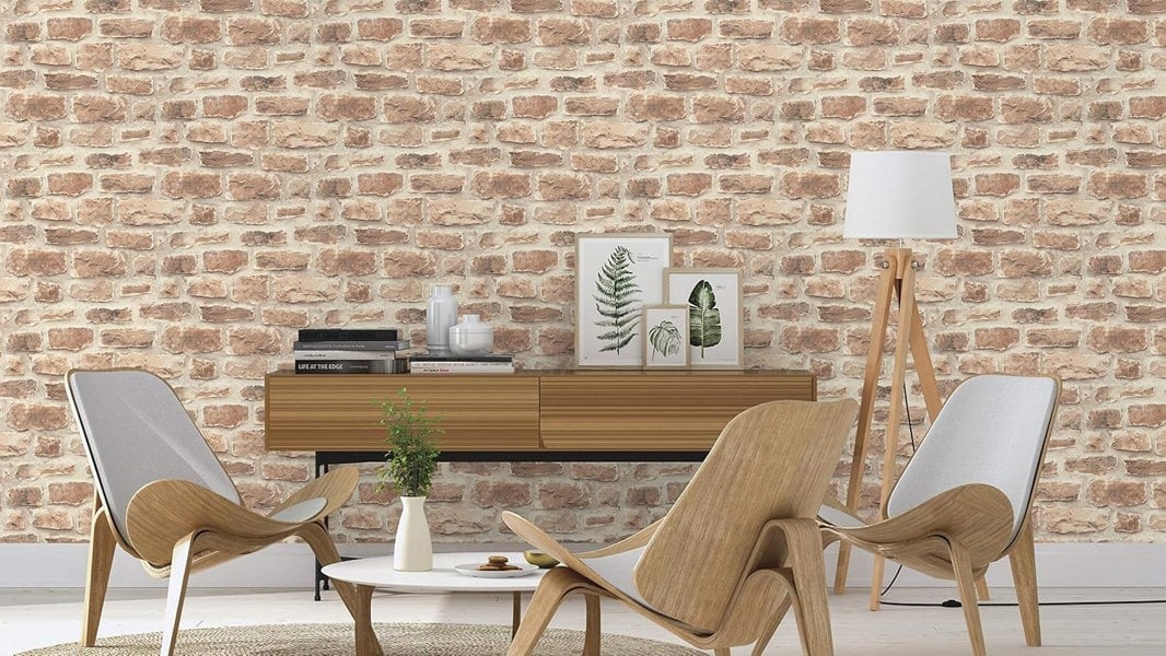 Rasch Wallpaper Rustic Stone Brick Natural Beige Wall Paper 860610