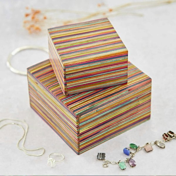Paper High Multicoloured Papri Wood Trinket Box