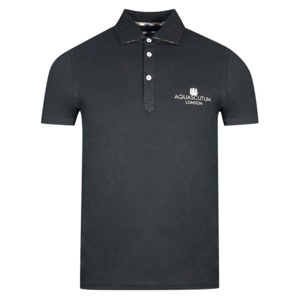 Aquascutum London Bold Logo Polo Shirt - Black