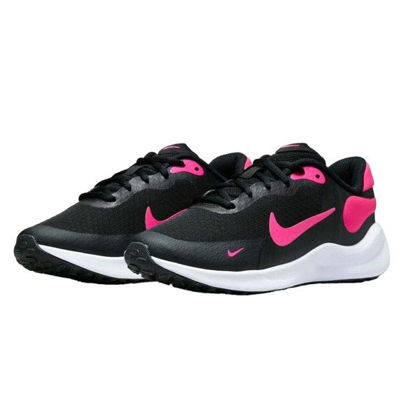 Nike Childrens/Kids Revolution 7 Swoosh Mesh Trainers - Black/Pink - 