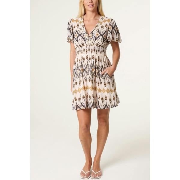 Blue Vanilla Embroidered Wrap Front Mini Dress