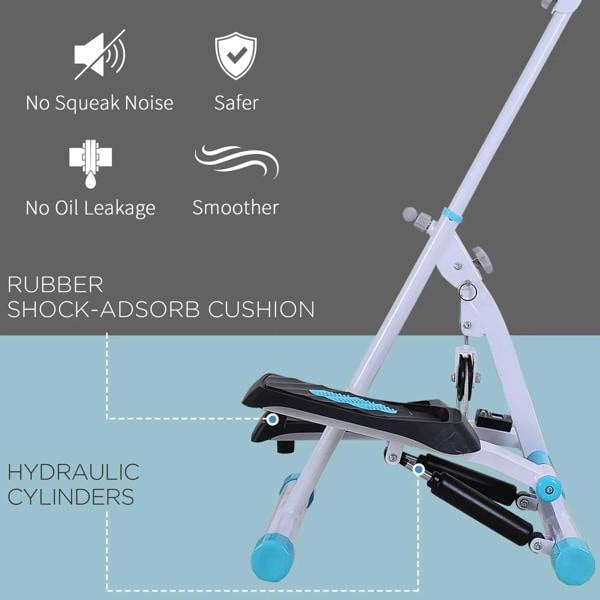 Stepper with rubber shock-absorbing cushion and hydraulic cylinder frame
