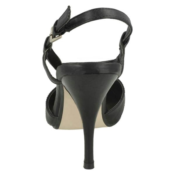 Spot On Ladies Spot On Heeled Ankle Sling Pointed Toe Court Shoes