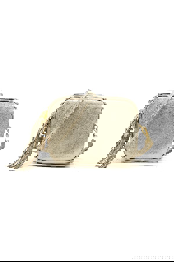 Pluspup Metallic Crossbody Bag with Zipper Closure and Tassel Detail