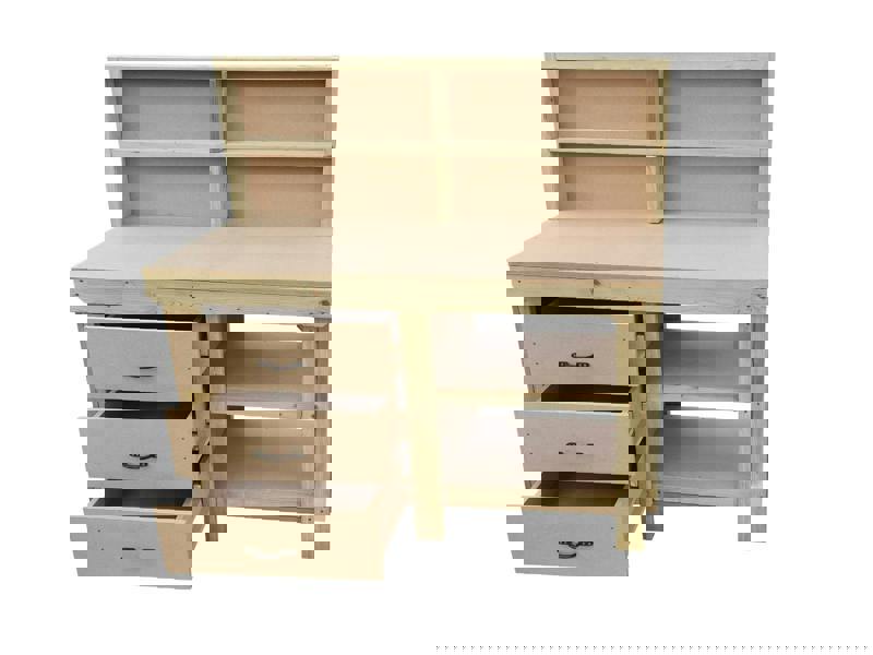 Arbor Garden Solutions Wooden MDF top tool cabinet workbench with storage shelf (V.7) with back panel and double shelf