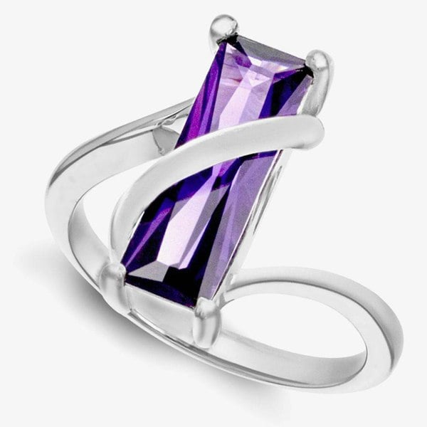 T. H. Baker Sterling Silver Purple Crystal Wrap-Around Ring 8.84.6289