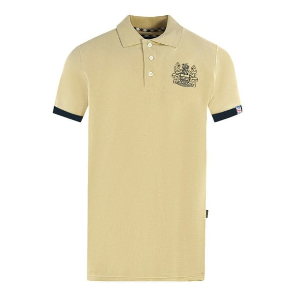 Aquascutum Branded Collar Polo Shirt - Beige