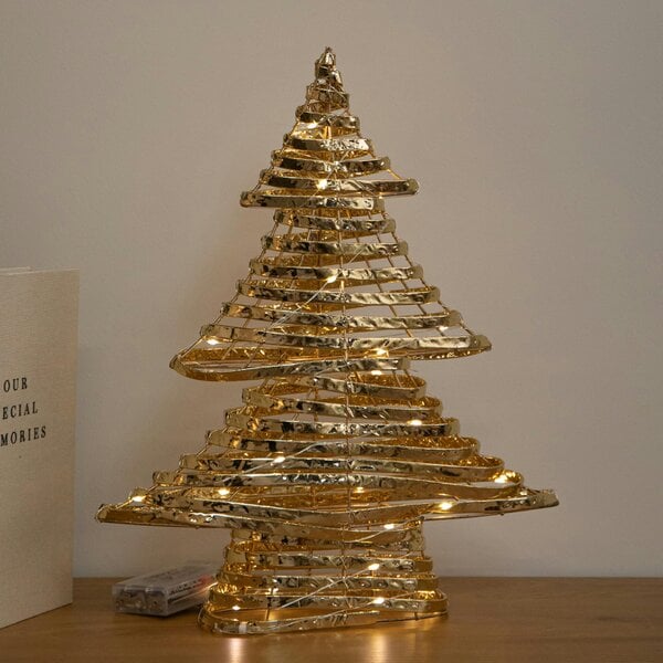 Samuel Alexander 39cm Gold Light Up Christmas Tree with 30 Warm White LEDs