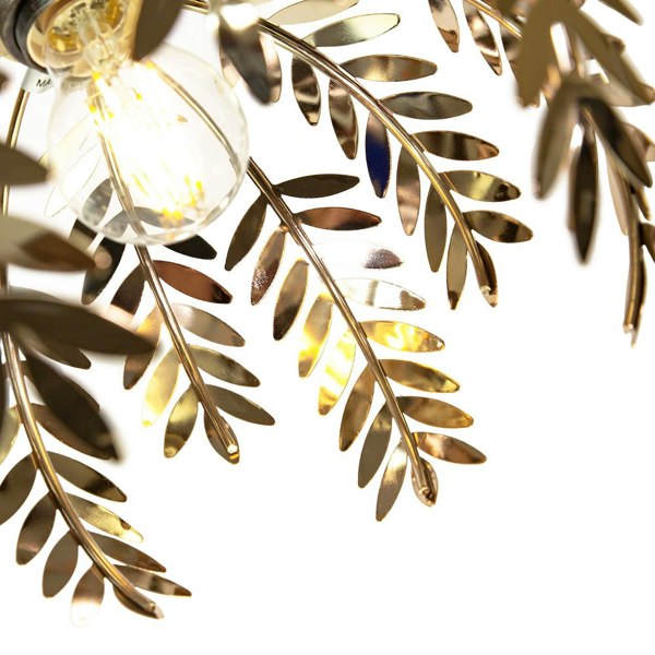 Traditional Fern Leaf Design Ceiling Pendant Light Shade in Polished Gold Finish Image 4