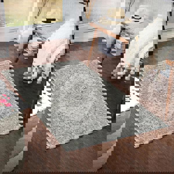 Livabliss Chester-Vintage Grey White Traditional Boho Rug