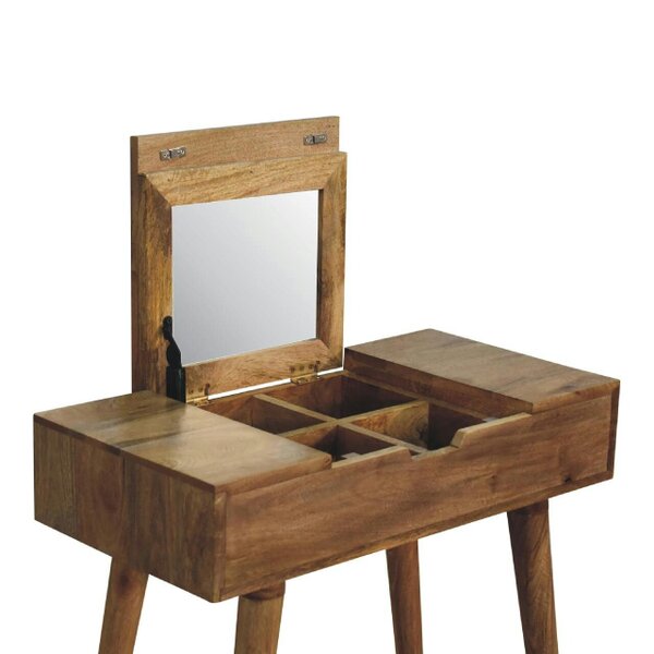 Artisan Furniture Solid Wood Mini Oak-ish Dressing Table, 4 Storage Compartments, Brown