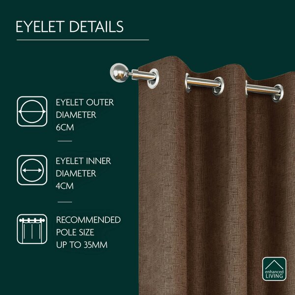 Enhanced Living Vogue Plain Textured Thermal Room Darkening Energy Saving Pair of Curtains For Bedroom & Living Room