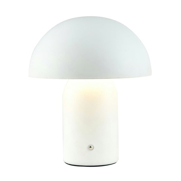 Modern Rechargeable Mushroom Table Lamp in Mat White with Touch Dimmer Button Image 3