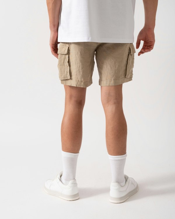GANT Mens Regular Fit Drawstring Linen Cargo Shorts - 270 Concrete Beige - CHO - Designer Mens Shorts