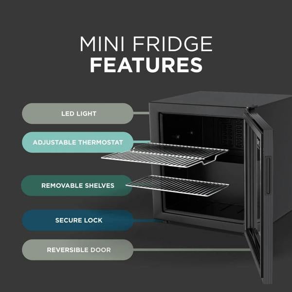 DMD Collective Glass Door Mini Fridge – 50L Compact Drinks Refrigerator