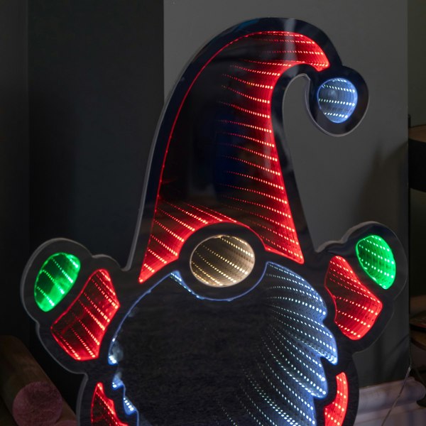 Samuel Alexander 60cm Light up Christmas Gnome Infinity Light Decoration with Multi-Coloured LEDs
