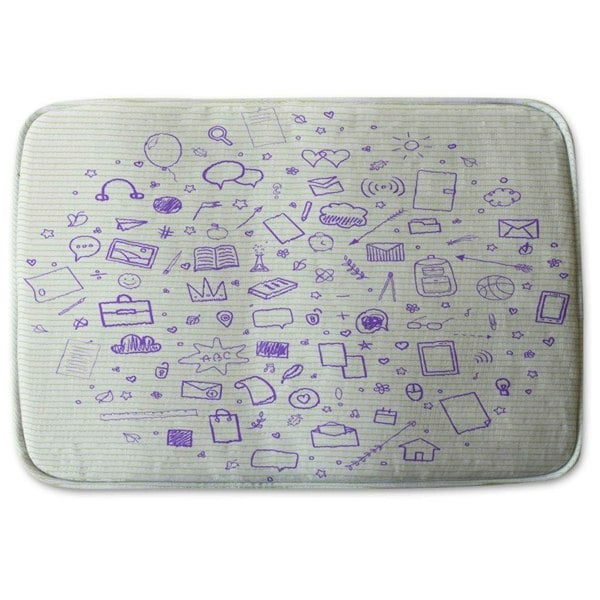 Bathmat - Abstract line pattern with school supplies (Bath mats) - Andrew Lee Home and Living