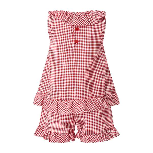 Rachel Riley Red Gingham Frill Top & Short Set