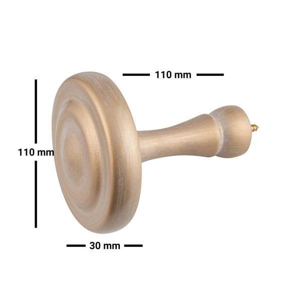 A.Unique Home Ribbed Wooden Curtain Pole with Rings and Fittings, In a Variety of Colours and Sizes (35mm) (Holdbacks, Light Bronze)