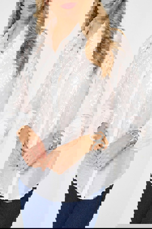 White | Embroidered Long Sleeve Shirt
