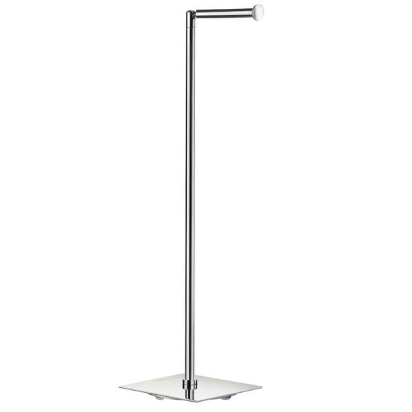 Polished stainless steel freestanding toilet roll holder