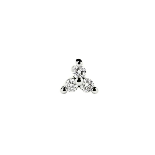 Spero London Lotus Diamond Stud Earring in 14ct Solid Gold - Single