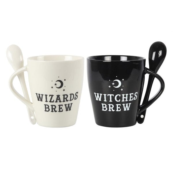 Serano Witch and Wizard Couples Mug and Spoon Set