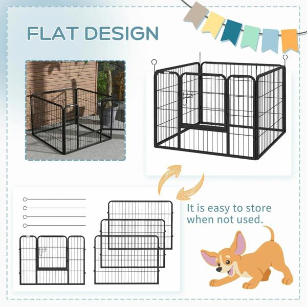 Foldable dog playpen storage and flat design illustration with panels folded flat