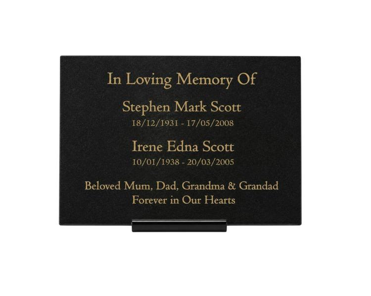 Memorials Direct Granite Memorial Plaque for Two Names, Free Personalised Gold Engraving, Polished Granite