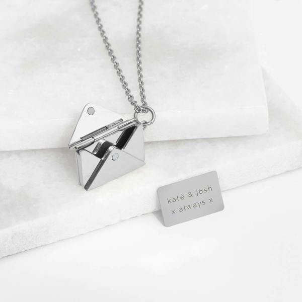 Personalised Secret Message Envelope Necklace - lifestyle shot