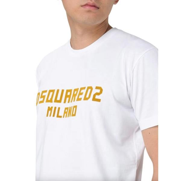 Dsquared2 Cool Fit Dsquared2 Milano T-Shirt White Ochre Print S