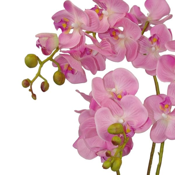 Leaf 60cm Artificial Luxury Orchid -Triple Stem - Pink Realistic Plant