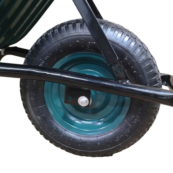 Samuel Alexander 110 Litre 150kg Capacity Heavy Duty Outdoor Pneumatic Plastic Garden Wheelbarrow in Green