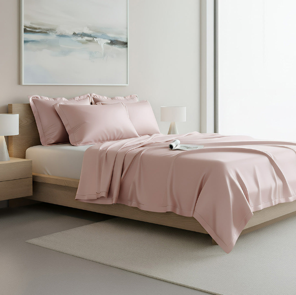 Anyhouz Bed Sheet Pink Natural Mulberry Silk Duvet Cover Set