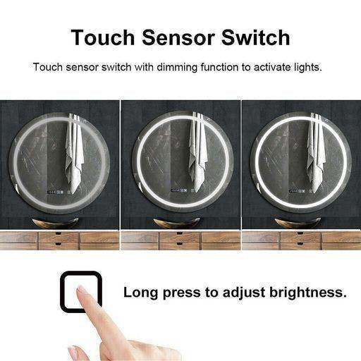 ENER-J 70cm Round Bathroom LED Mirror with Bluetooth Speaker, CCT Colour Changing, Dimmable Touch Control, Wall Mount
