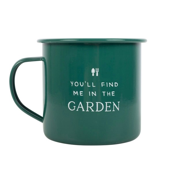 Something Different You´ll Find Me In The Garden Enamel Mug - Green/White