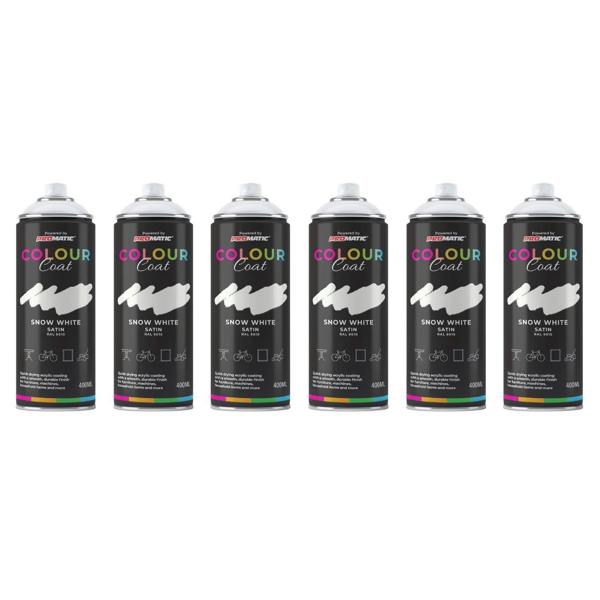 Colour Coat 6X Snow White RAL 9010 Satin Spray Paint 400ml