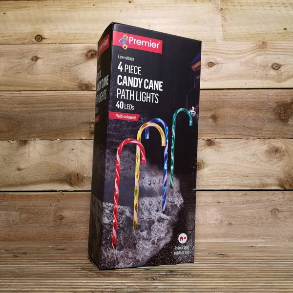 Samuel Alexander 4pcs 62cm Premier Outdoor Multicoloured Christmas Candy Cane LED Path Lights for Garden