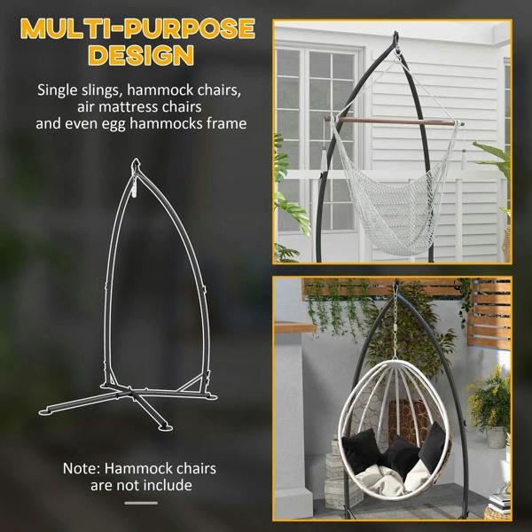 Hammock chair stand illustration with metal frame and chain for egg chair