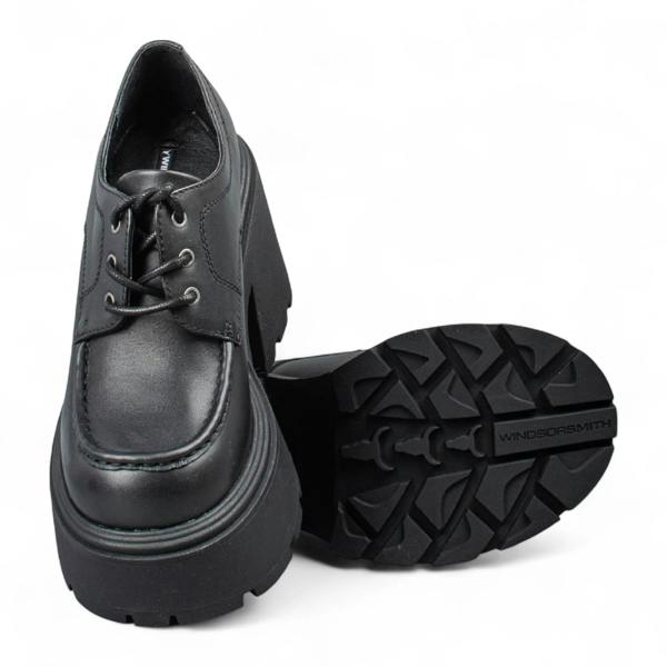 Windsorsmuth Starcrossed - Women's Black Leather Chunky Platform Shoes