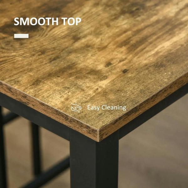 Rustic brown bar table top with smooth surface and beveled edge