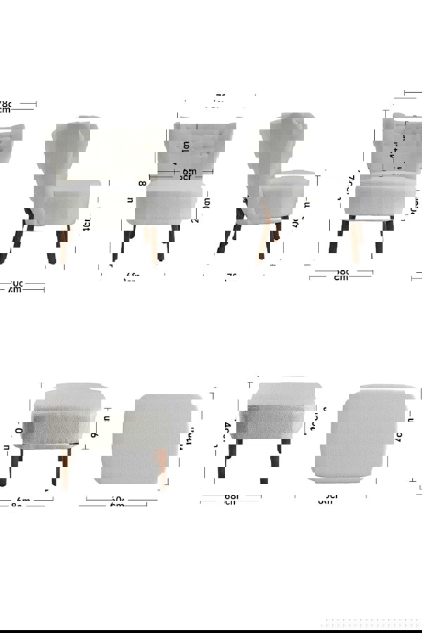 Living and Home 2Pcs Teddy Bear Fur Tufted Accent Chair with Footstool