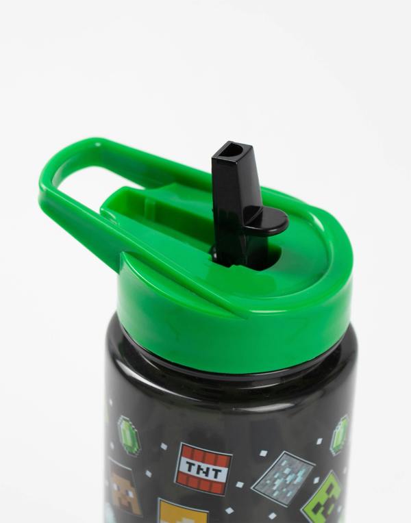 Minecraft Unisex Kids Black Printed Straw Water Bottle (One Size)