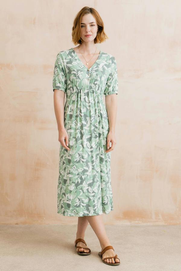 Lily & Me Lilian Jersey Printed Midi Dress Green