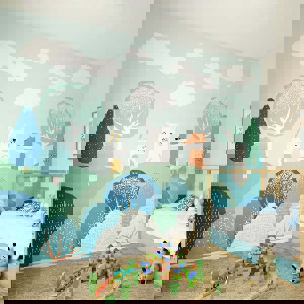 Origin Murals Woodland Animals Wall Mural - Blue