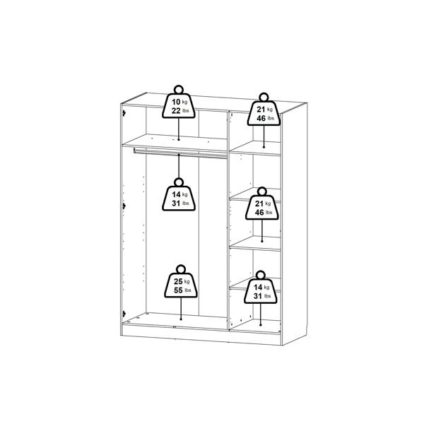 Furniture To Go Brande Wardrobe with 3 Frame Doors in Cashmere