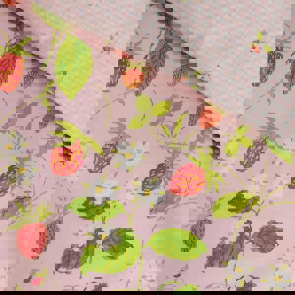 Catherine Lansfield Strawberry Frills Gingham Reversible Duvet Cover Set Pink