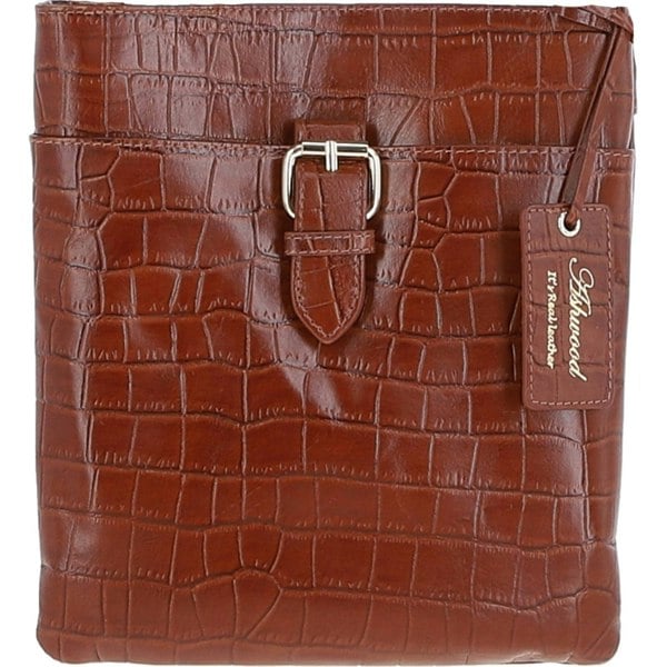 Womens Small Zip Top Leather Cross Body Bag: TAB