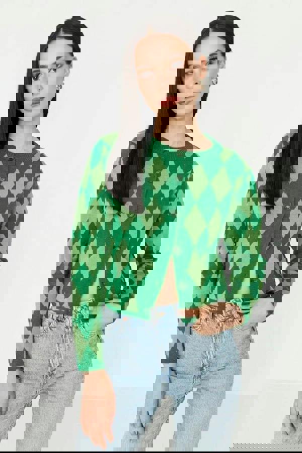 WOVCOR Crop Patterned Knit Cardigan